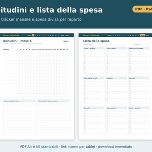 Printable Weekly Planner in PDF Format (A4 and A5) | Weekly Planner in Italian, Goals, Habit Tracker, Shopping List image 4