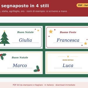 Segnaposto Natale da Stampare PDF | Kit Tavola delle Feste con Menù da Compilare, Etichette Chiudipacco, Bigliettini, Fascette Tovagliolo immagine 2