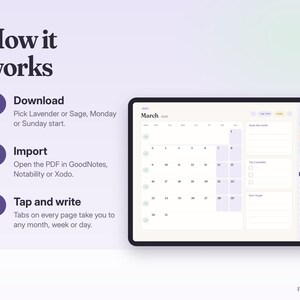 ADHD Digital Planner 2026-2027, Hyperlinked iPad Planner for GoodNotes Notability, Daily Weekly Monthly, Habit Mood Tracker image 4