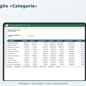Budget familial 2027 (Excel en italien) | Dépenses du ménage, revenus et dépenses, épargne, objectifs, dettes et paiements image 4
