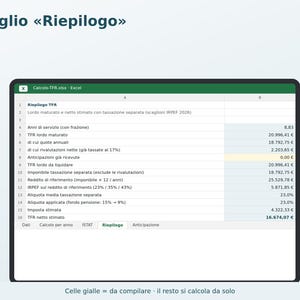 TFR Calculation in Excel in Italian | Severance Pay, ISTAT Revaluation, Separate Taxation, 70% Advance image 4