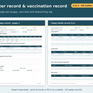 Dog Breeder Forms Bundle Printable | Whelping Chart, Puppy Weight Chart, Litter Record, Puppy Vaccination Record, Go Home Kit PDF image 4