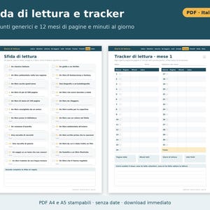 Druckbares Lesetagebuch (A4 und A5 PDF) | Italienisches Lesetagebuch, Buchkarten, Malbuch, Lesetracker, Geschenk für Leseratten Bild 4