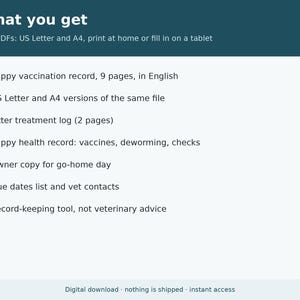 Puppy Vaccination Record Template Printable | Puppy Shot Record, Deworming Log and Owner Copy, Dog Breeder Forms PDF image 6