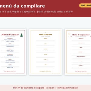 Segnaposto Natale da Stampare PDF | Kit Tavola delle Feste con Menù da Compilare, Etichette Chiudipacco, Bigliettini, Fascette Tovagliolo immagine 3