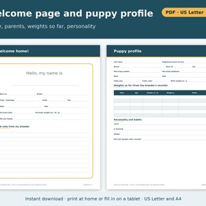 Puppy Go Home Kit Printable | Puppy Go Home Packet for New Owners, Puppy Profile, Feeding Schedule, Dog Breeder Forms PDF image 2