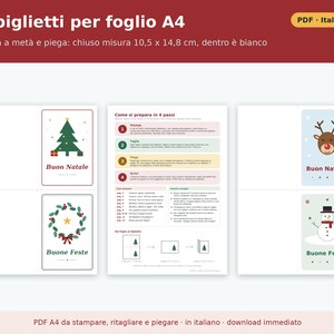 Printable Christmas Cards (PDF) | 12 Foldable Greeting Cards in 4 Styles, Ready-Made Greetings, Gift Tag, and Envelope to Cut Out image 3