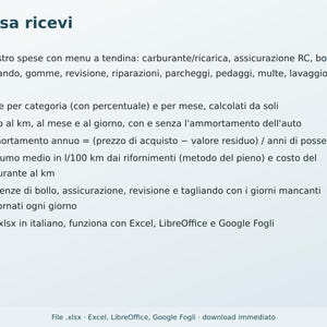 Annual Car Cost Excel in Italian | Car Expenses, Cost per Km, Fuel Consumption, Tax, Insurance, Service, Deadlines image 5