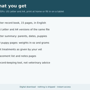 Litter Record Template Printable | Litter Record Sheet and Book for Dog Breeders, Puppy Record Pages, Dog Breeder Forms PDF image 6