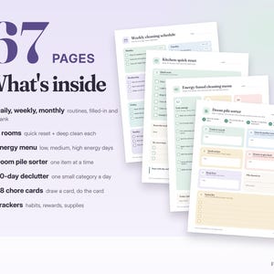 Bundel met schoonmaakchecklist voor ADHD-patiënten, invulbare schoonmaakplanner, checklist per kamer, takenlijst, 30 dagen opruimen, printbaar PDF-bestand afbeelding 2