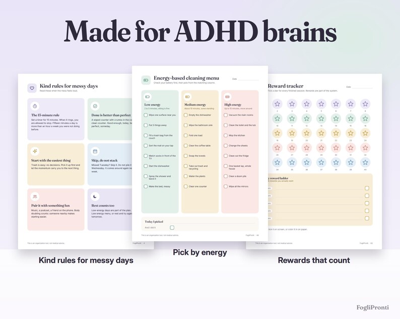 Bundel met schoonmaakchecklist voor ADHD-patiënten, invulbare schoonmaakplanner, checklist per kamer, takenlijst, 30 dagen opruimen, printbaar PDF-bestand afbeelding 5