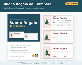 Printbare PDF-cadeaubonnen | Cadeaubonnen voor Kerstmis, verjaardagen, schoonheidssalons, diners en verwenarrangementen | 6 stijlen in 2 formaten om met de hand in te vullen