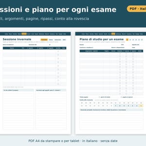 Printable PDF University Planner in Italian | Exam Booklet, Weighted Average, CFU, Study Plan, Sessions, Class Schedule, Thesis image 4