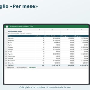 2026 Tax Calendar for Excel in Italian | VAT, F24, INPS, Taxes and Duties Deadlines, Payment Reminders image 3