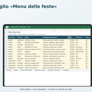Julbudget 2026 Excel på italienska | Julklappslista, Julplanerare, Högtidsmeny, Gratulationskort, Decemberkalender bild 3