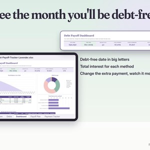 Debt Payoff Tracker Google Sheets & Excel | Debt Snowball Avalanche Calculator, Debt Free Date, Credit Card Payoff Planner imagen 3