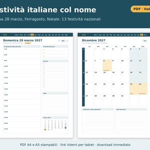 2027 Daily Planner in PDF Format (Printable A4 and A5 Size) | One Page a Day, Dated Daily Planner in Italian, Italian Holidays image 6