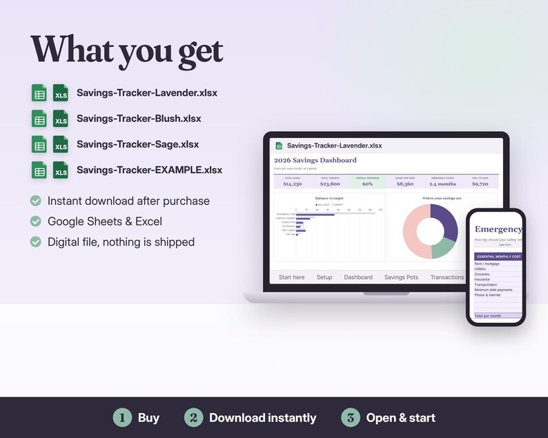 Savings Tracker Spreadsheet Google Sheets & Excel | Sinking Funds, Savings Goals, Emergency Fund Tracker image 7