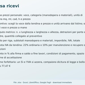 Construction Estimates (Excel) in Italian | Plumber, Electrician, Painter, Bricklayer, Price List, Bill of Quantities, Reduced VAT image 5