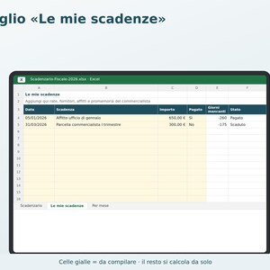 2026 Tax Calendar for Excel in Italian | VAT, F24, INPS, Taxes and Duties Deadlines, Payment Reminders image 2