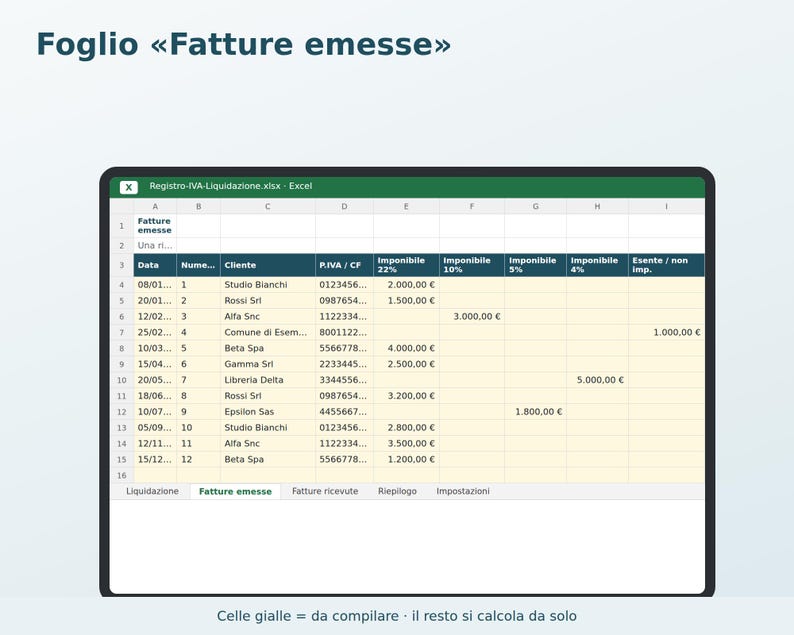 VAT Sales and Purchases Register in Excel in Italian | Monthly and Quarterly Liquidation, F24 Deadlines, Annual VAT Summary image 2