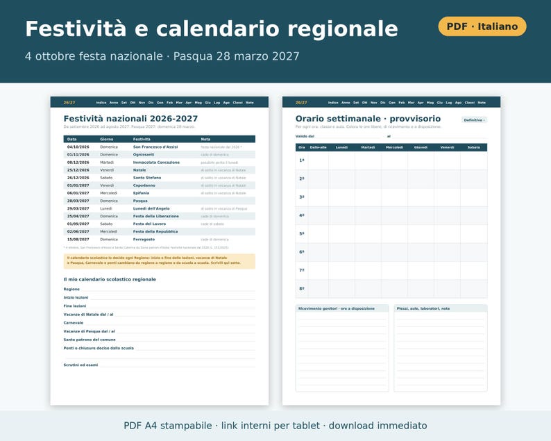 Teacher's Agenda 2026-2027 (Printable and Digital PDF) | Teacher's Grades and Attendance Record, Teacher's Agenda, Teacher's Planner in Italian image 4