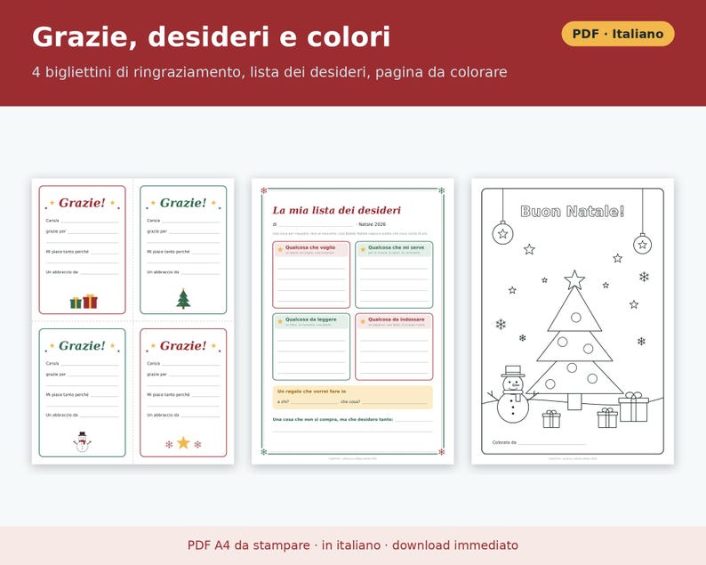 Carta imprimible a Papá Noel (PDF en italiano) | Kit infantil 2026 con sobre del Polo Norte, carta de respuesta, certificado y lista de regalos. imagen 6