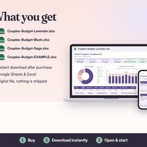 Couples Budget Spreadsheet Google Sheets & Excel | Shared Expenses Tracker, Bill Splitter, Joint Budget Planner for Two image 7