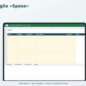 Short-Term Rental Management Software in Excel (in Italian) | Booking Register, Tourist Tax, Flat-Rate Tax, Vacation Rental Expenses image 6