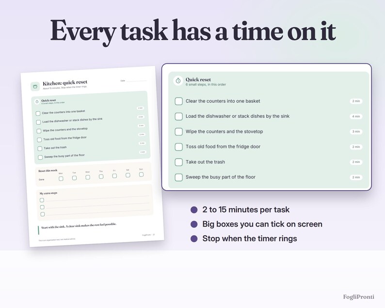 Bundel met schoonmaakchecklist voor ADHD-patiënten, invulbare schoonmaakplanner, checklist per kamer, takenlijst, 30 dagen opruimen, printbaar PDF-bestand afbeelding 3