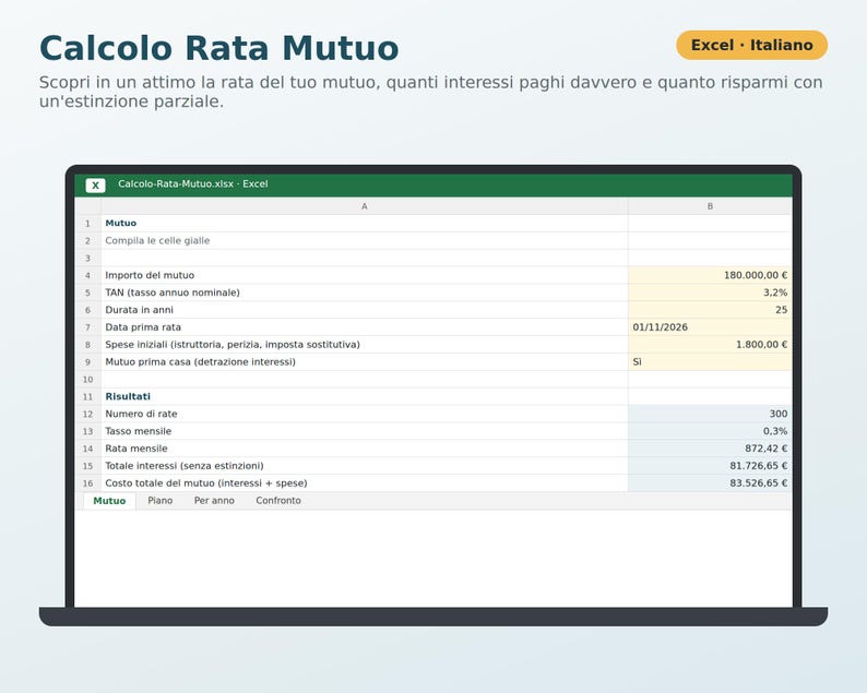 Mortgage Payment Calculator in Excel | French Amortization Schedule, Interest, Early Repayment, 730 Tax Deduction image 1