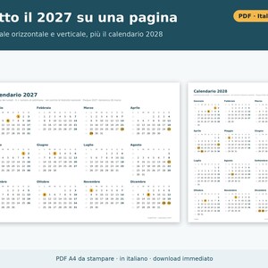 Printable 2027 Calendar (PDF) in Italian | Monthly, Horizontal and Vertical, Yearly, Holidays and Long Weekends, Shift and Vacation Planning image 4