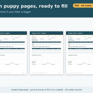 Litter Record Template Printable | Litter Record Sheet and Book for Dog Breeders, Puppy Record Pages, Dog Breeder Forms PDF image 5