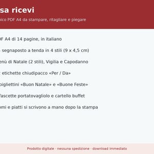 Segnaposto Natale da Stampare PDF | Kit Tavola delle Feste con Menù da Compilare, Etichette Chiudipacco, Bigliettini, Fascette Tovagliolo immagine 7