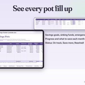 Savings Tracker Spreadsheet Google Sheets & Excel | Sinking Funds, Savings Goals, Emergency Fund Tracker image 3