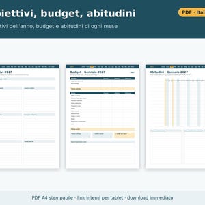 2027 Planner in Italian (Digital and Printable PDF) | Weekly and Monthly Planner, Italian Holidays, Goals, Budget, Habit Tracker image 5