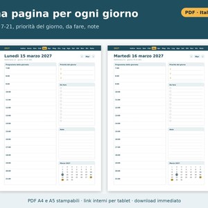 2027 Daily Planner in PDF Format (Printable A4 and A5 Size) | One Page a Day, Dated Daily Planner in Italian, Italian Holidays image 2