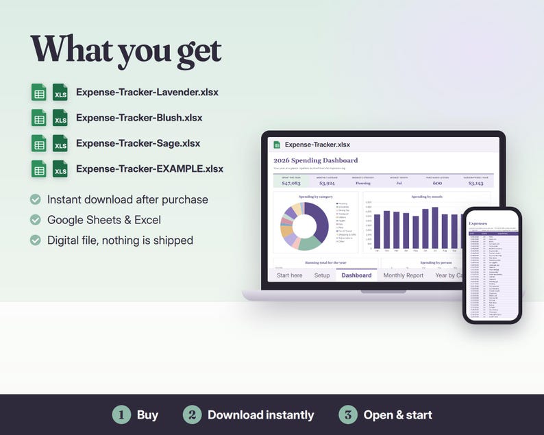 Expense Tracker Spreadsheet Google Sheets & Excel | Spending Log, Monthly Report, Subscription Tracker image 7