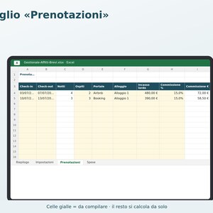 Short-Term Rental Management Software in Excel (in Italian) | Booking Register, Tourist Tax, Flat-Rate Tax, Vacation Rental Expenses image 5
