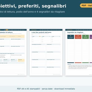 Druckbares Lesetagebuch (A4 und A5 PDF) | Italienisches Lesetagebuch, Buchkarten, Malbuch, Lesetracker, Geschenk für Leseratten Bild 6