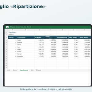 Condominium Budget Excel in Italian | Expense Breakdown by Thousandths, Installments, Budget and Final Report, Self-Managed Condominium image 3