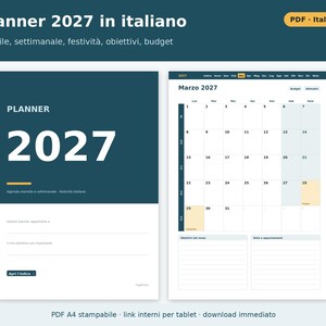 2027 Planner in Italian (Digital and Printable PDF) | Weekly and Monthly Planner, Italian Holidays, Goals, Budget, Habit Tracker image 1