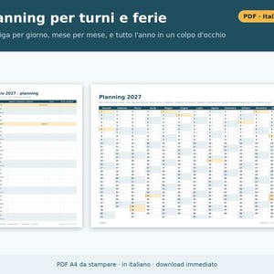 Printable 2027 Calendar (PDF) in Italian | Monthly, Horizontal and Vertical, Yearly, Holidays and Long Weekends, Shift and Vacation Planning image 6