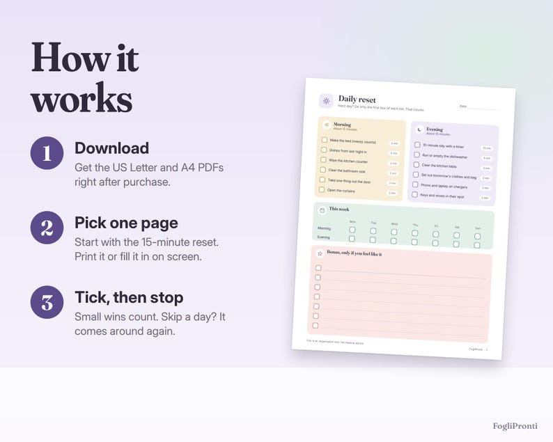 Bundel met schoonmaakchecklist voor ADHD-patiënten, invulbare schoonmaakplanner, checklist per kamer, takenlijst, 30 dagen opruimen, printbaar PDF-bestand afbeelding 4