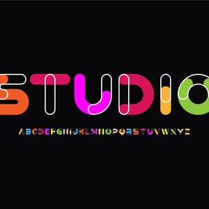 Twisted Ribbon Vector Font, Gradient Typography, Tech Branding (EPS File)