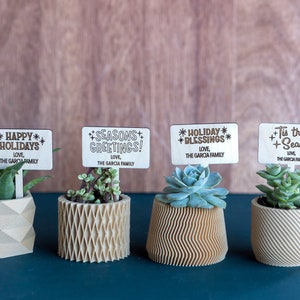 Holiday Christmas Family Succulent Gift Plant Tag Ideas |Christmas Coworker Gift Ideas Bulk Gifts Idea for Neighbors Christmas Plant Tags