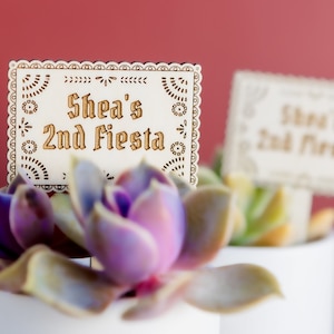 Personalized Papel Picado Plant Stick: Fiesta Birthday Favor