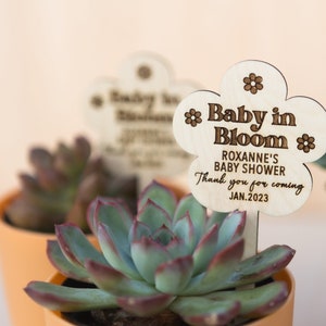 Baby in Bloom Baby Shower Favors Wooden Plant Succulent Sticks,Tags Party Favors,Thank You Favors,Personalized Plant Tags for Party Favors