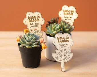 Baby In Bloom Shower Favor: Custom Wooden Plant Sticks