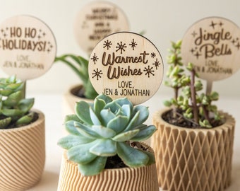 Personalized Holiday Plant Stakes, Holiday Gifts under 30, Gift for home,Gifts for friends, coworkers,Gift for plant lovers, Merry Christmas